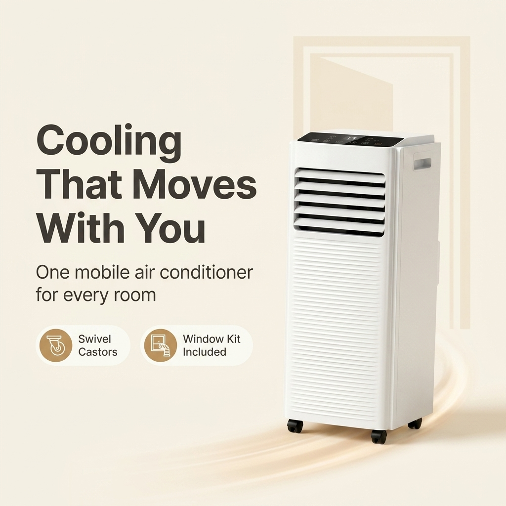 Mobile Air Conditioner – Portable 7000 BTU Air Con Unit with Dehumidifier & 24H Timer