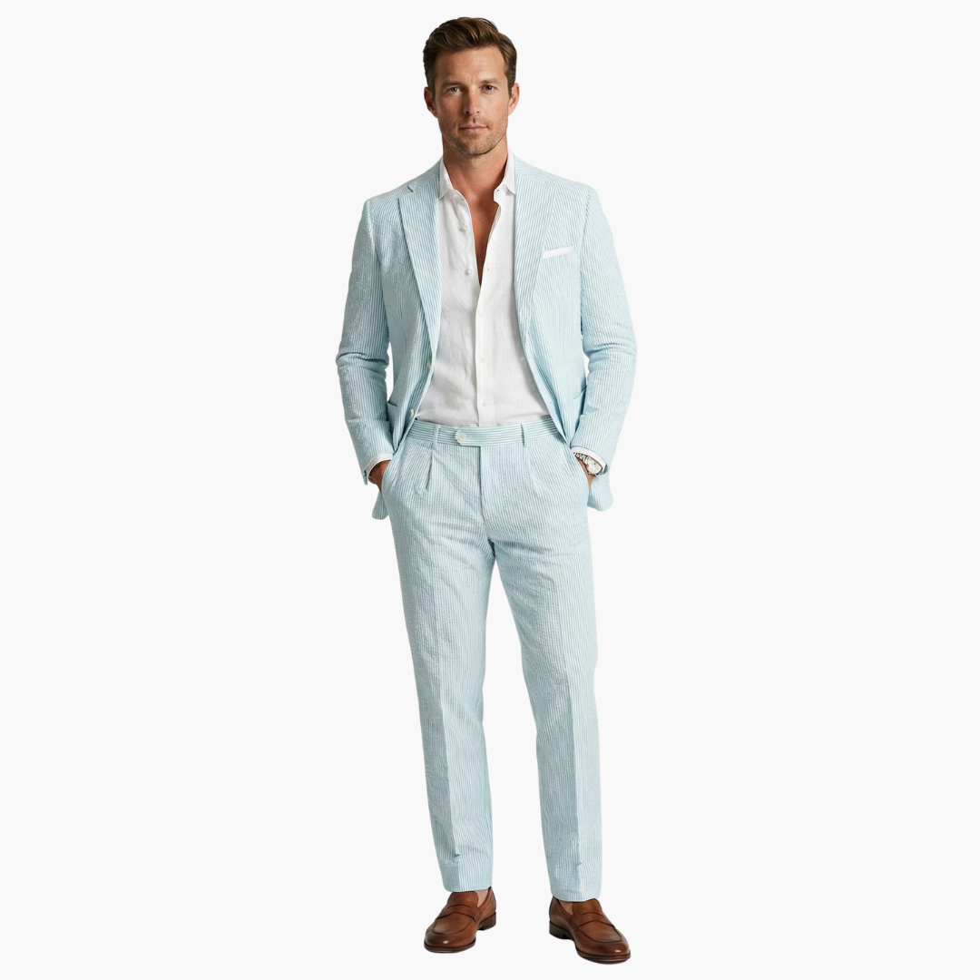 Men's Slim Fit Pinstripe Two-Piece Wedding Suit