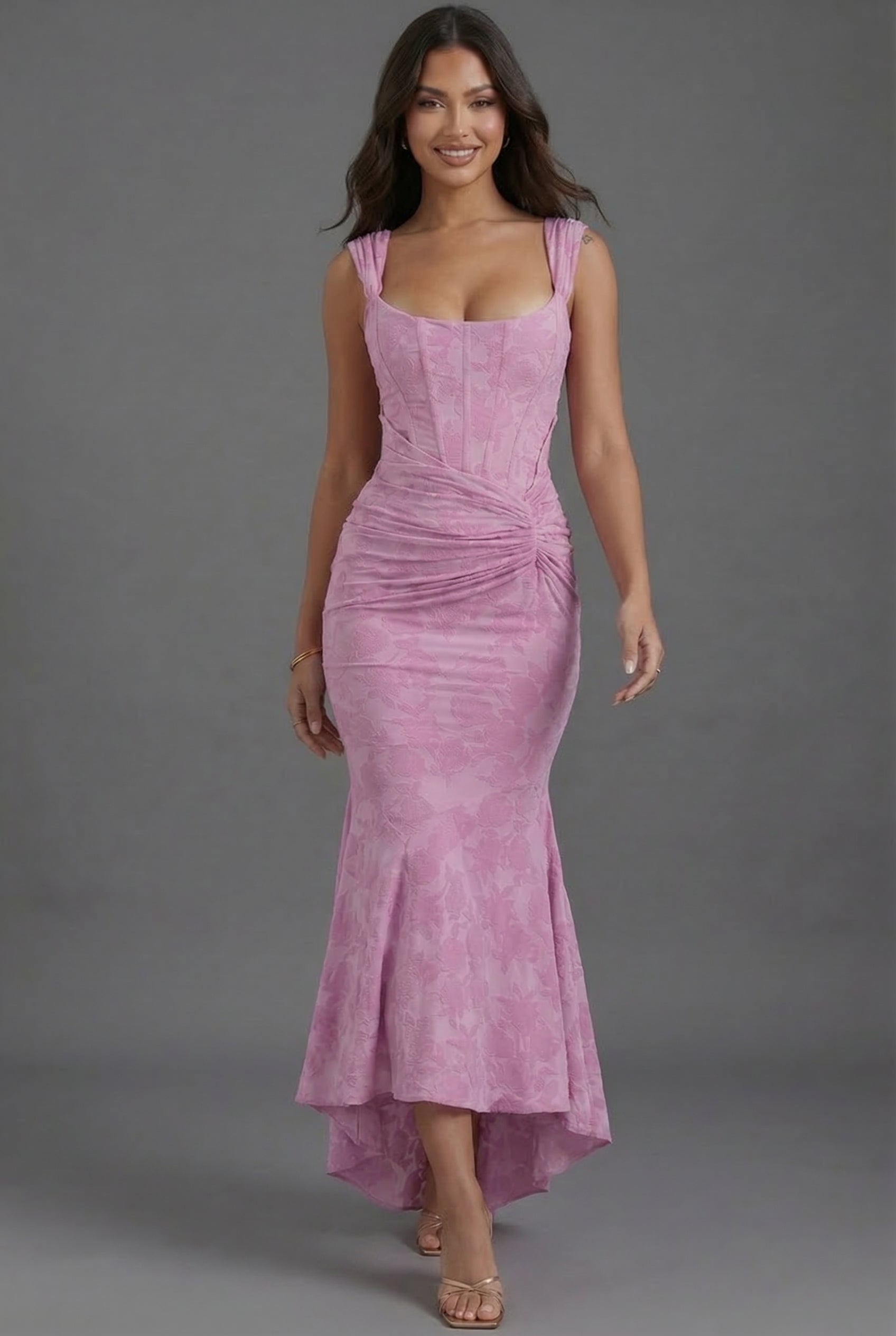 Women's Fishtail Dress Floral Corset Ruched Design