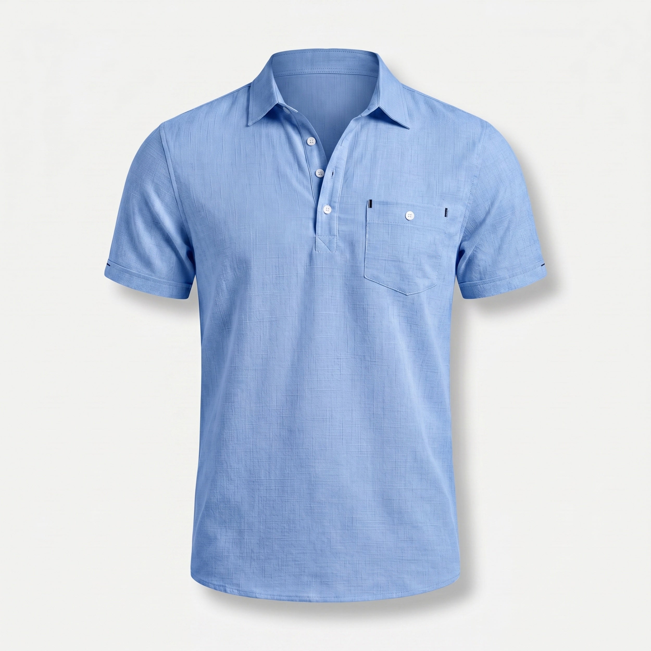 Men's Linen Polo Shirt Half-Button Style Casual Summer Wear