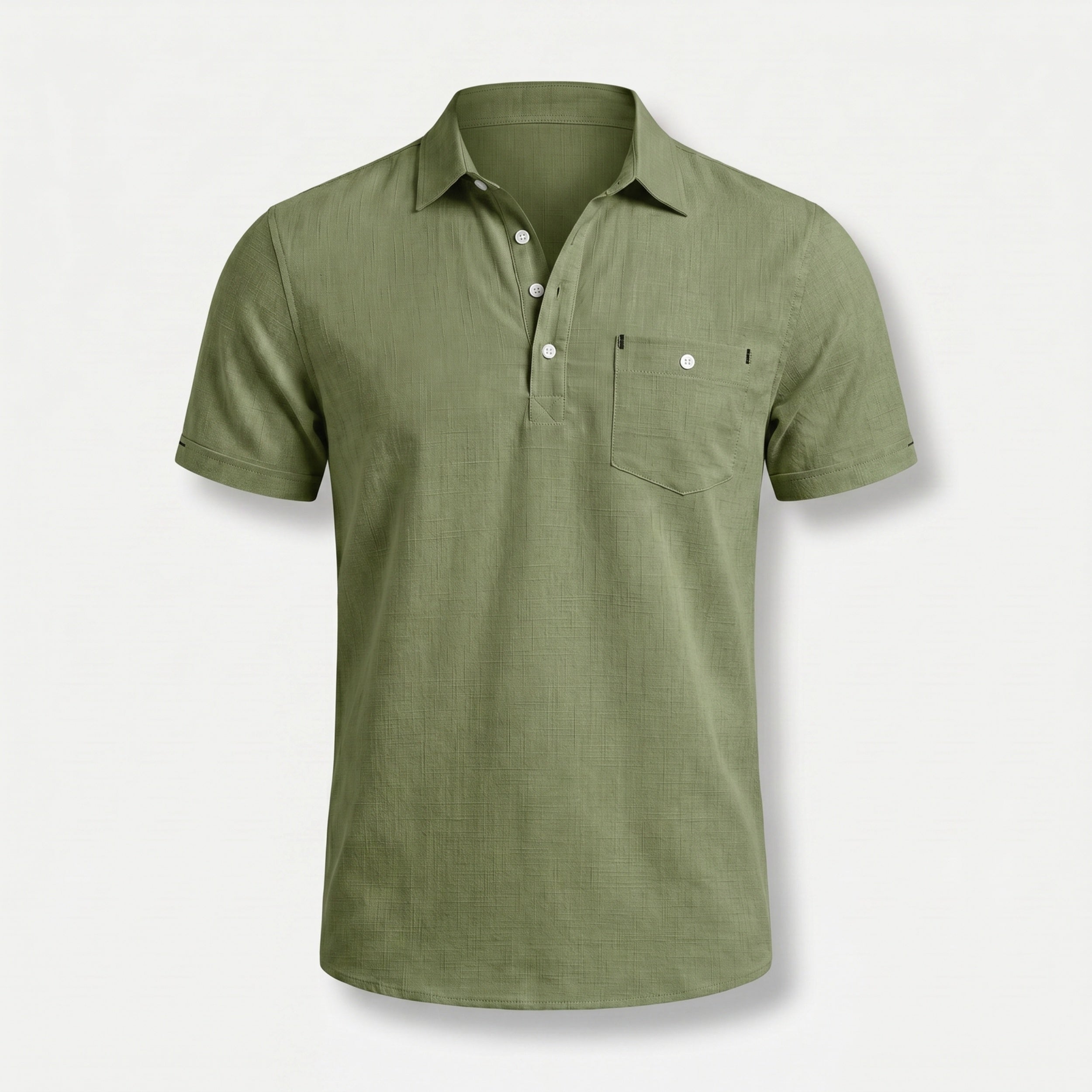 Men's Linen Polo Shirt Half-Button Style Casual Summer Wear