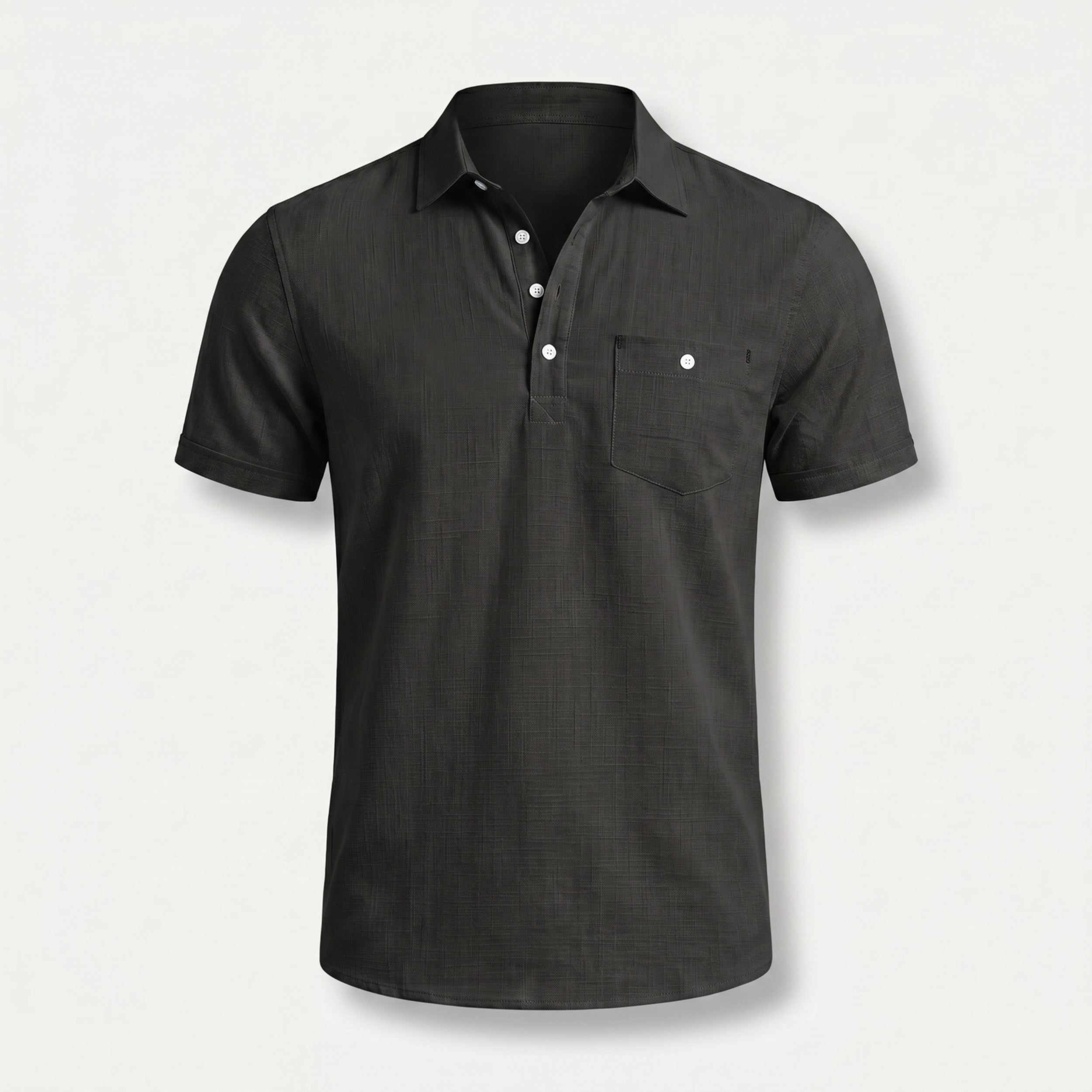 Men's Linen Polo Shirt Half-Button Style Casual Summer Wear