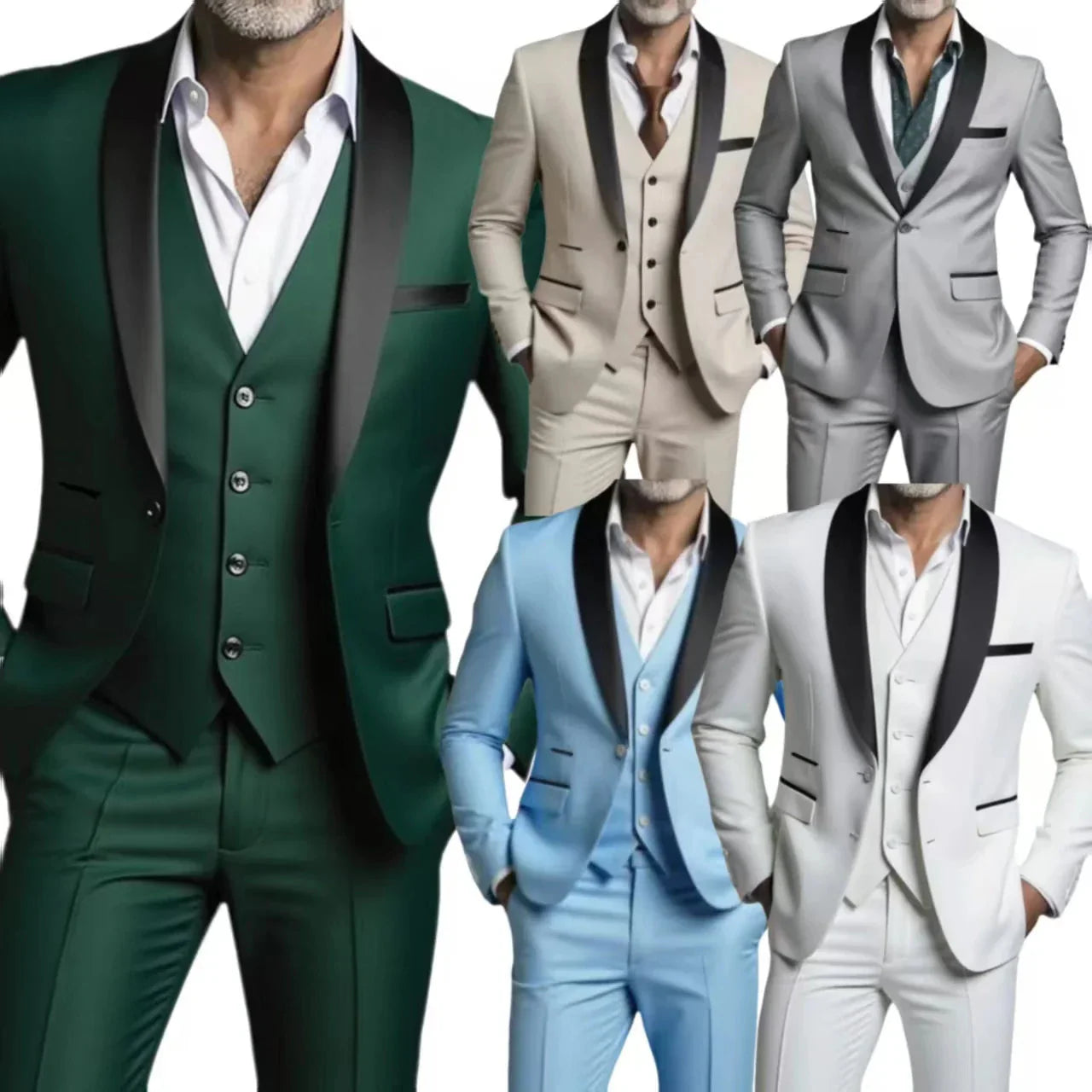 Men's Slim Fit Three-Piece Formal Wedding Suit