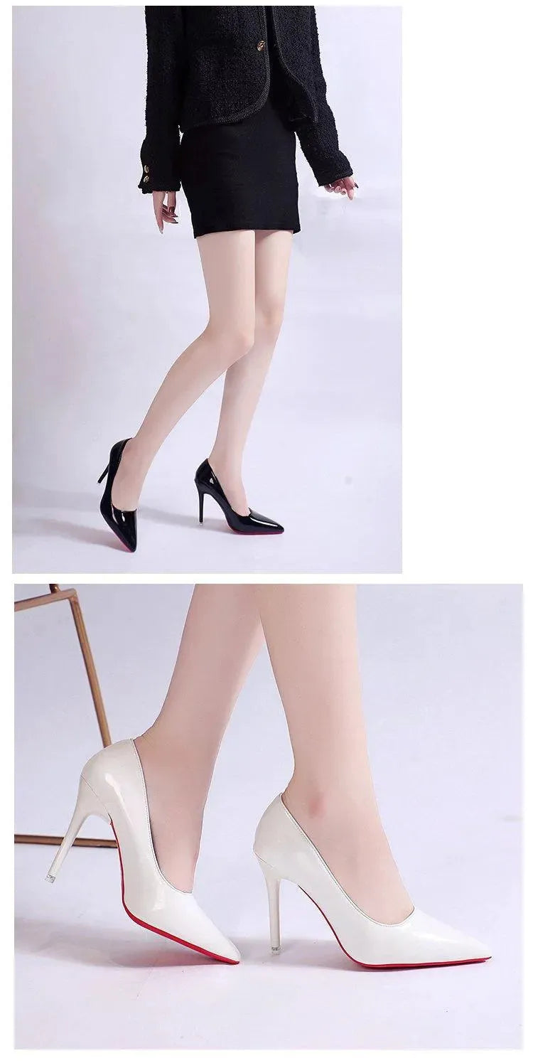 Women's Black Pumps Stiletto Heel Low Upper PU Casual Office Shoes
