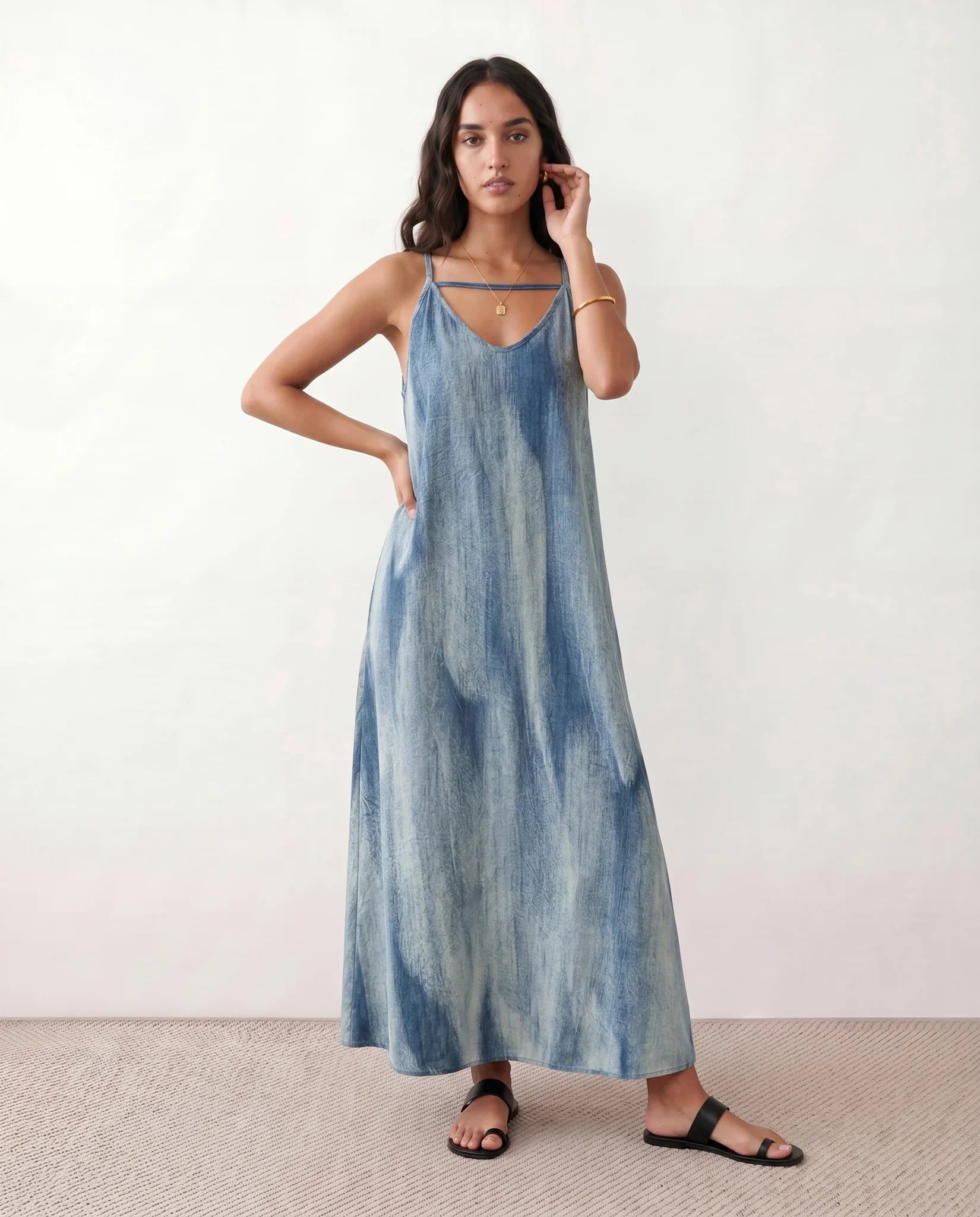 Women's Maxi Dress Spaghetti Strap Slip Style Long Length