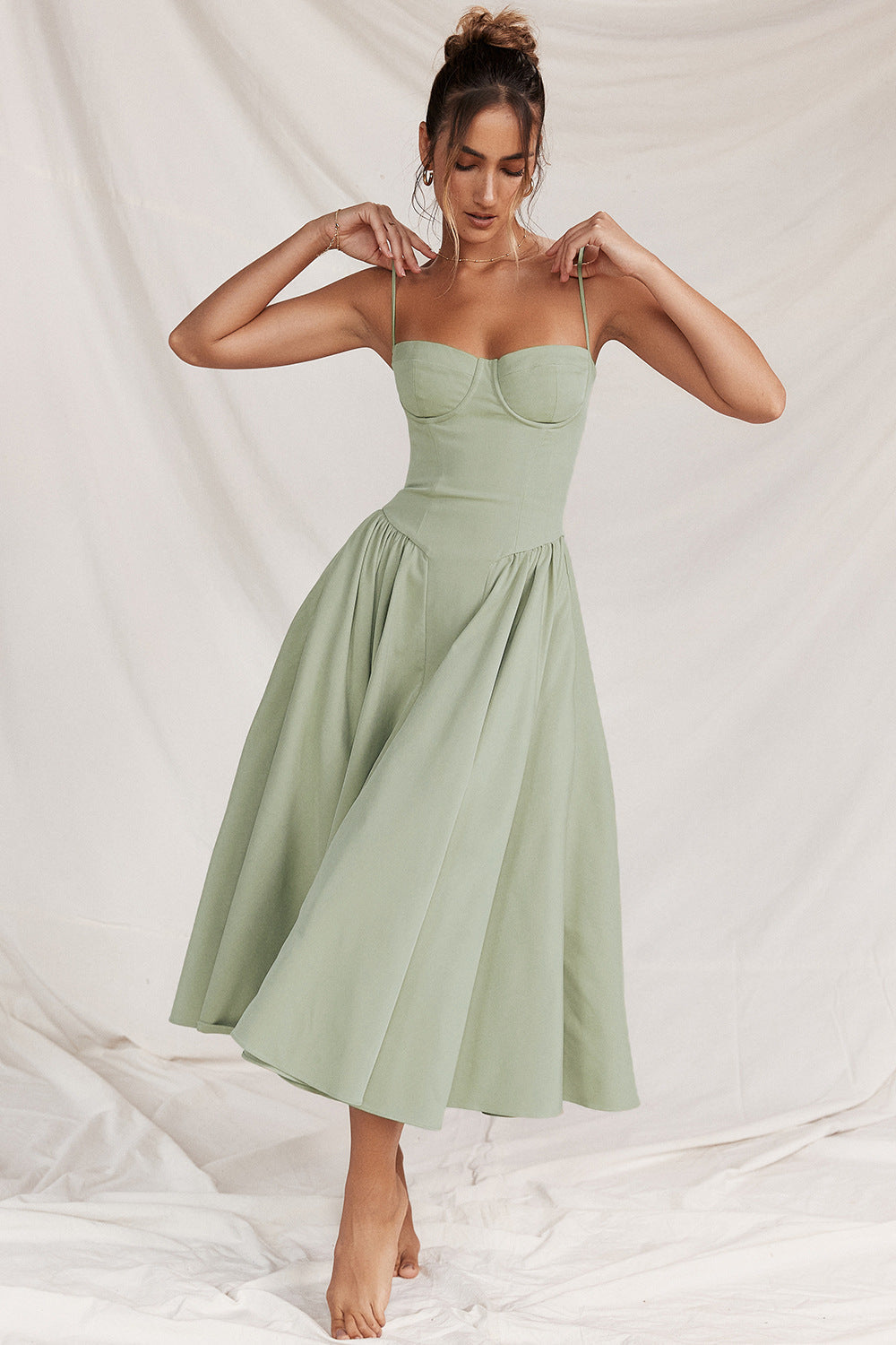 Women's Midi Dress Corset Style Adjustable Straps