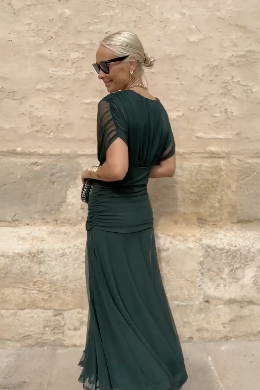 Women's Maxi Dress V-Neck Long Sleeve Party Dress