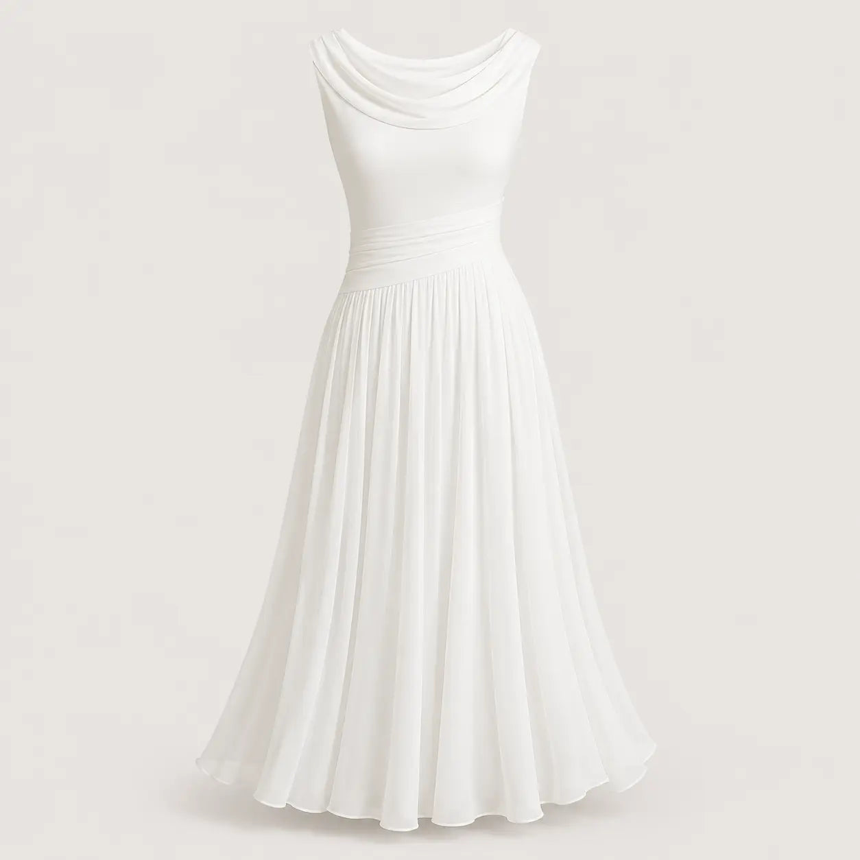 Women's Midi Dress Sleeveless Draped Summer Occasion