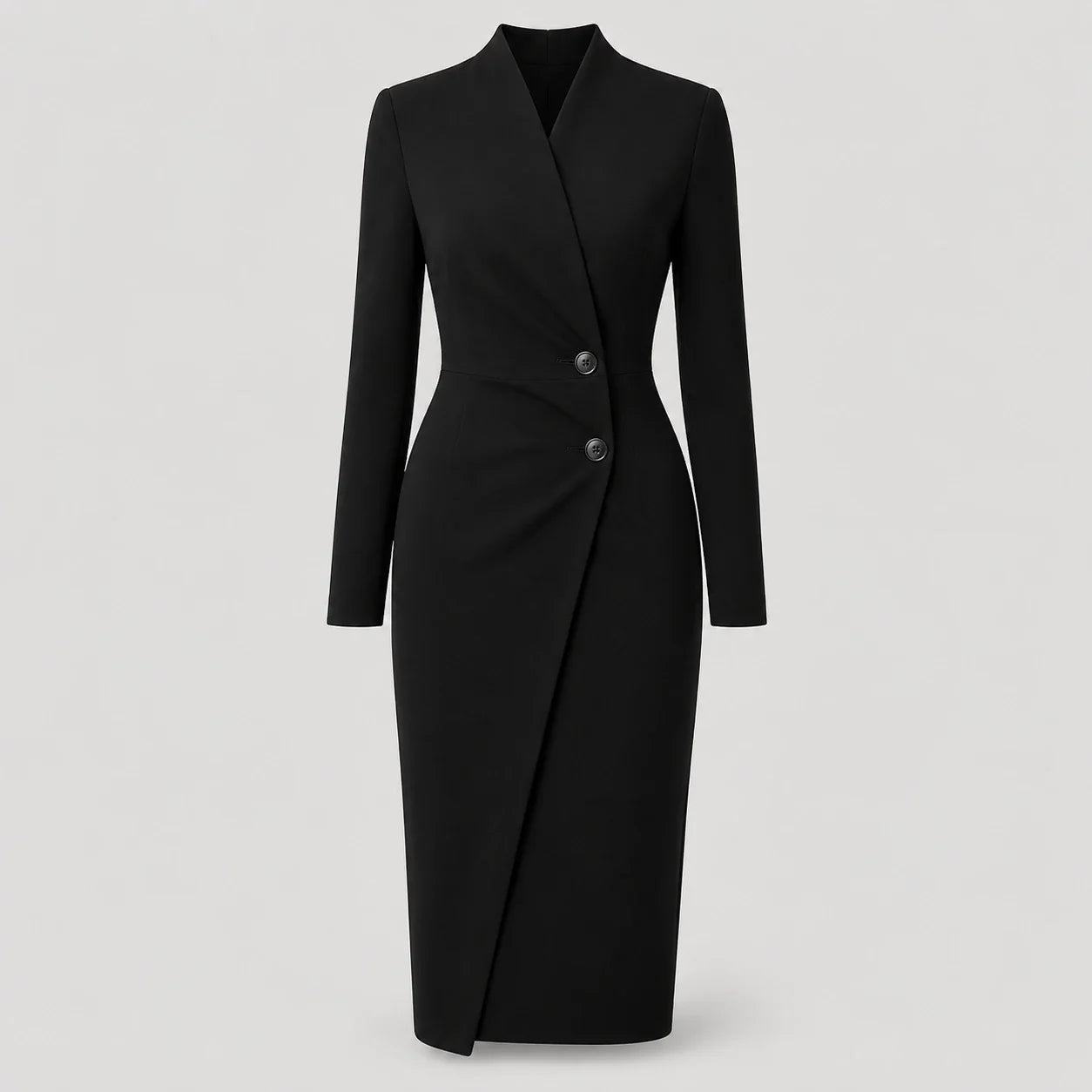 Women's Midi Dress V-Neck Long Sleeve Wrap Formal