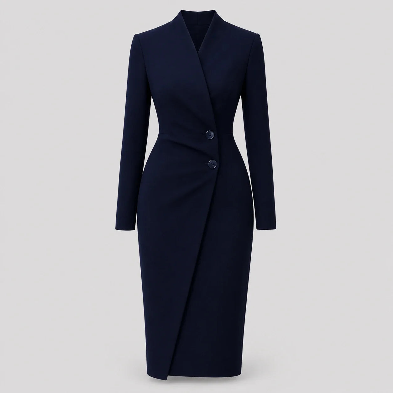 Women's Midi Dress V-Neck Long Sleeve Wrap Formal