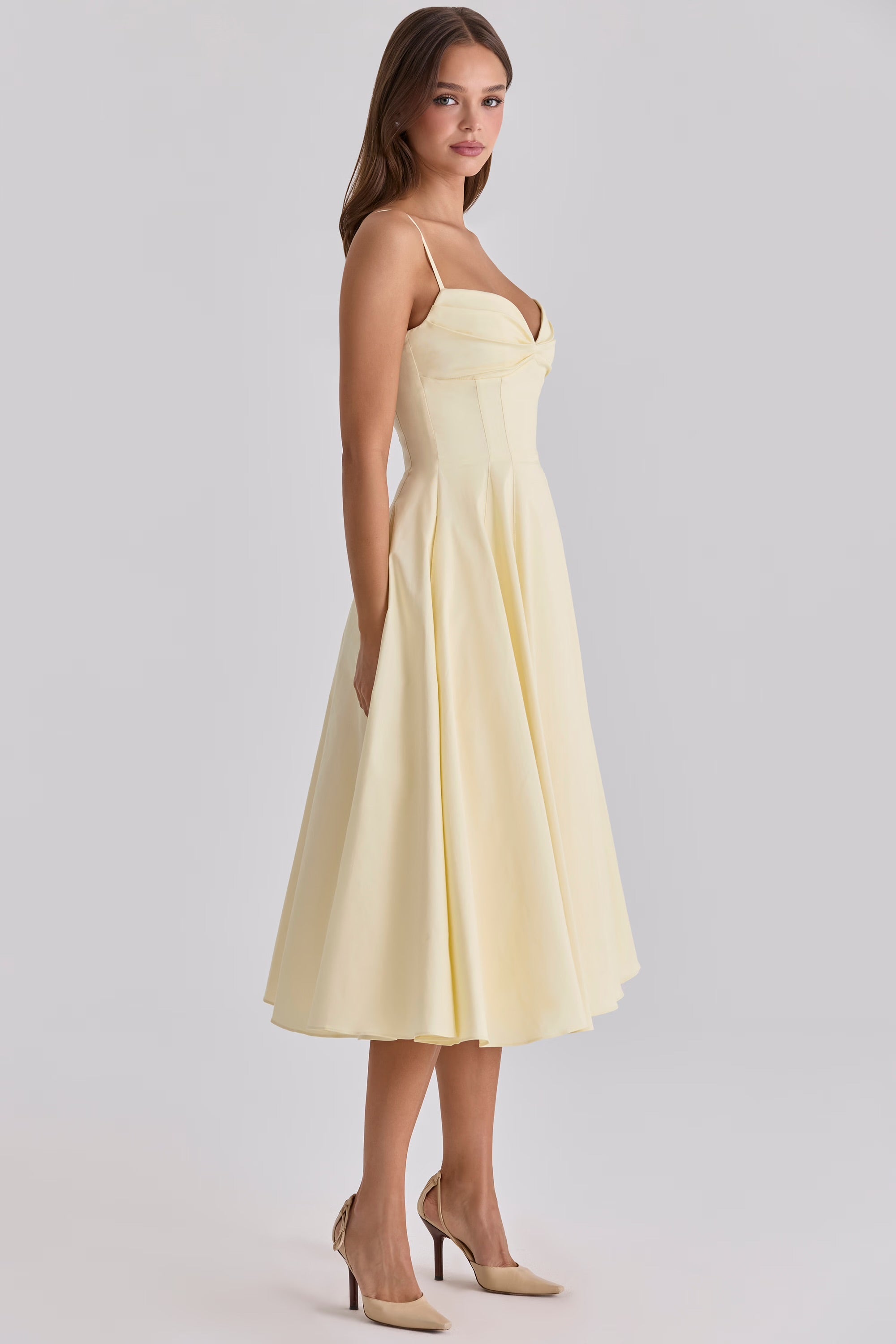 Delali | Pima Cotton Gathered Bust Midi Dress