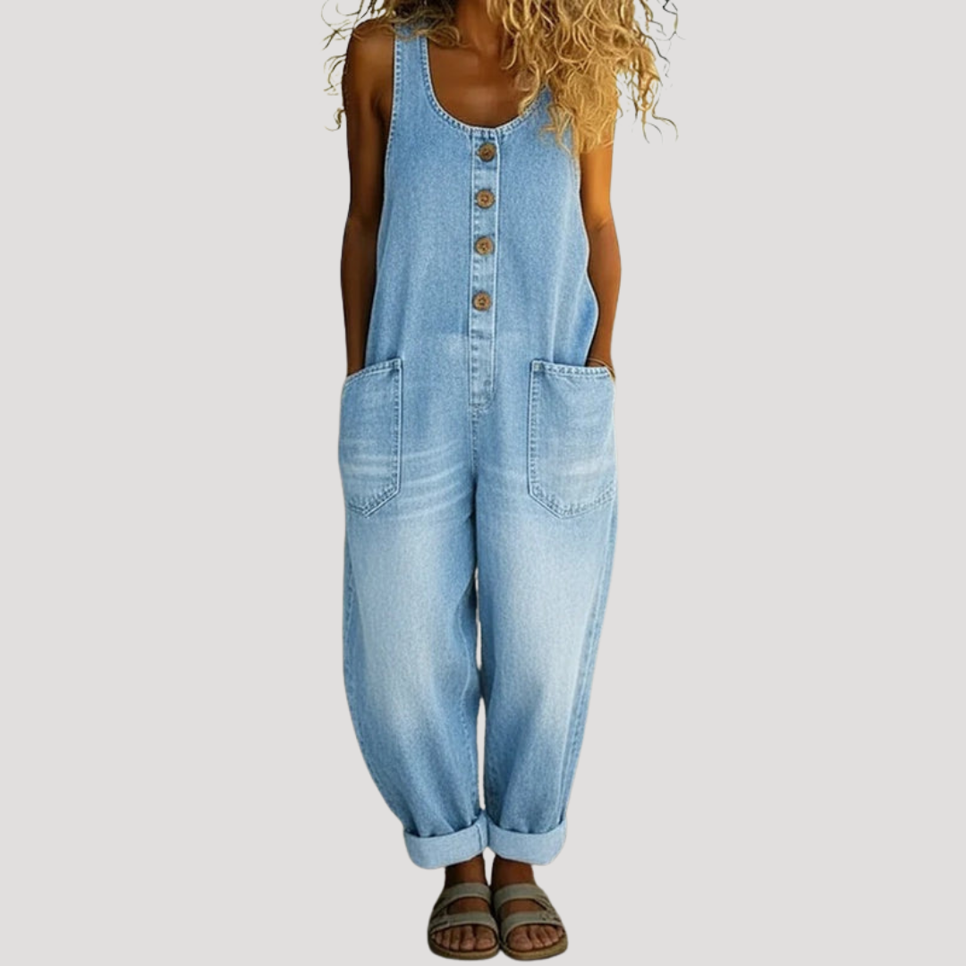 Women's Baggy Denim Dungarees Sleeveless Relaxed Fit Casual Overalls