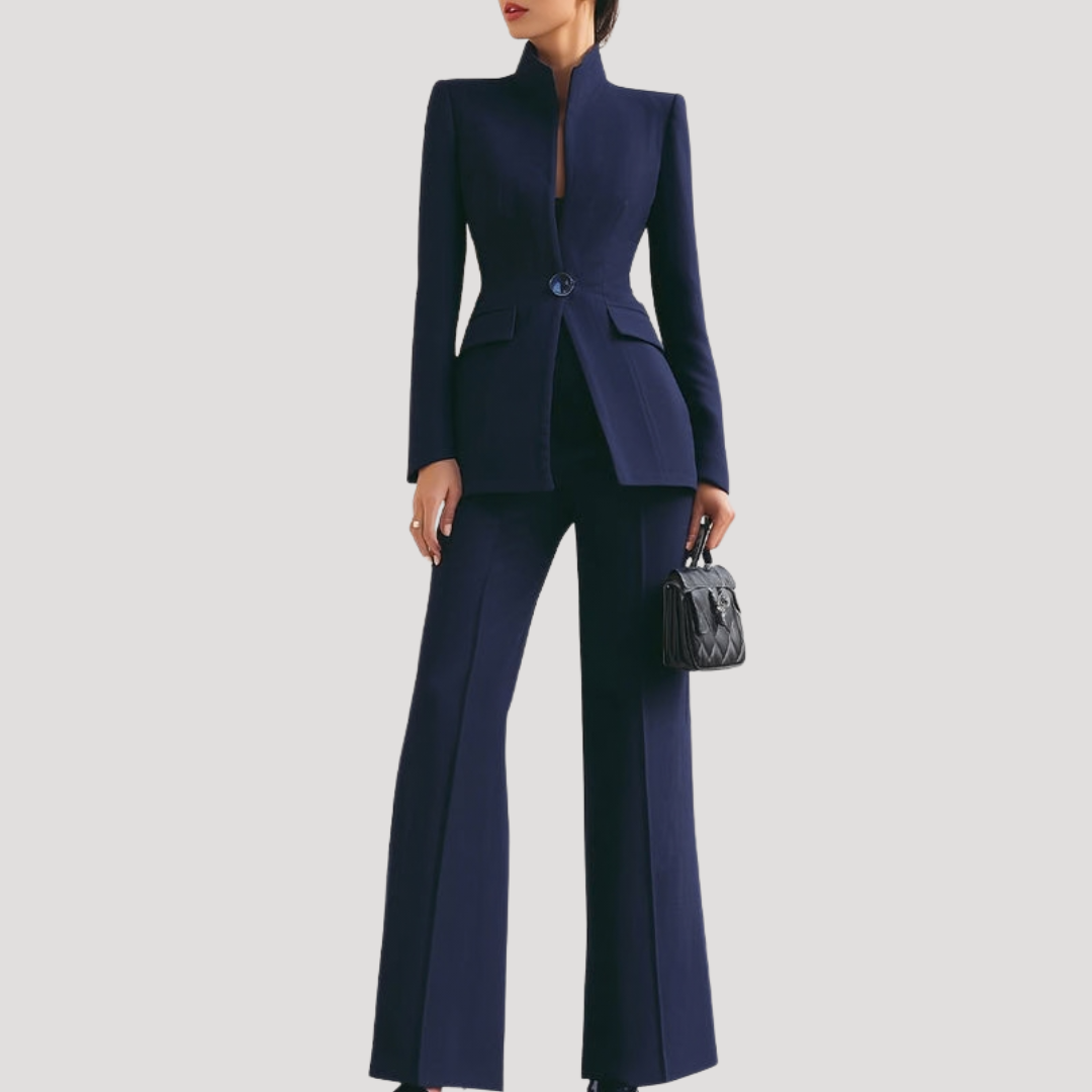 Women's Suit Tailored Blazer Trouser Set Structured Two-Piece Professional Attire