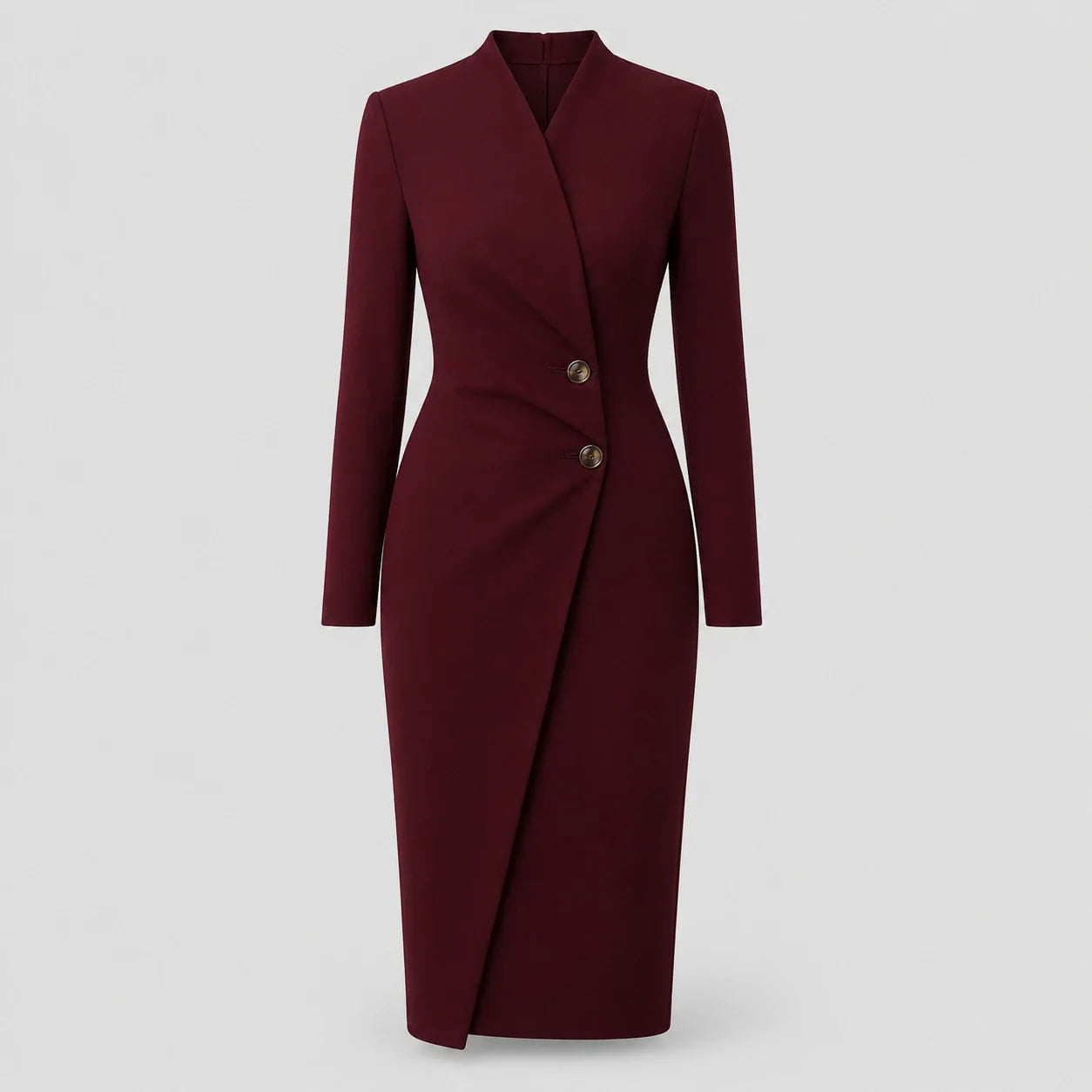 Women's Midi Dress V-Neck Long Sleeve Wrap Formal