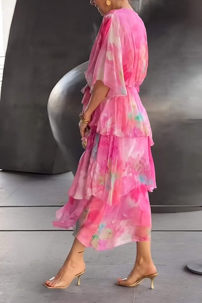 Women's Maxi Dress Bohemian Print Long Sleeve V-Neck Casual
