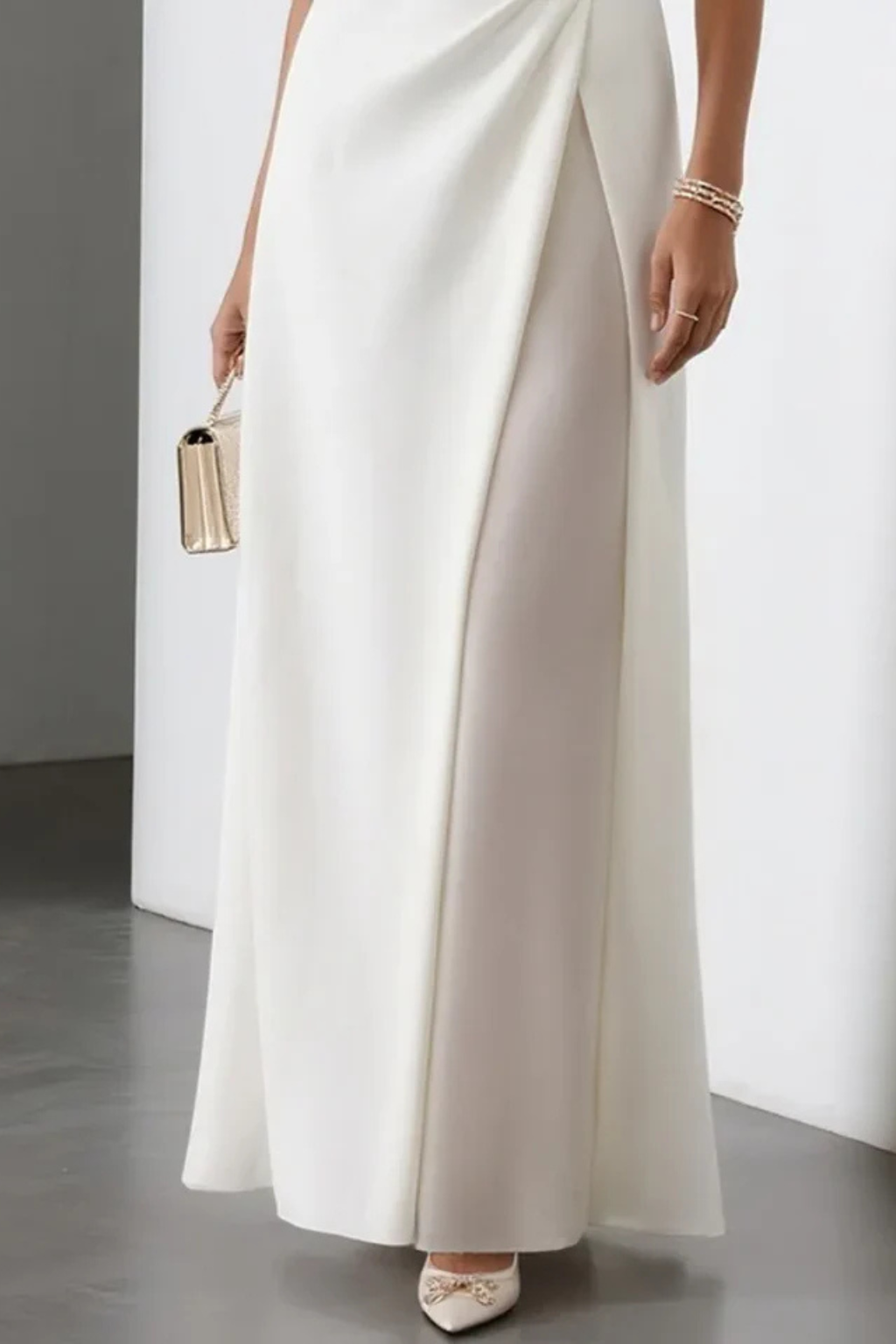 Women's Maxi Dress Boat Neck Draped Waist Wedding Guest