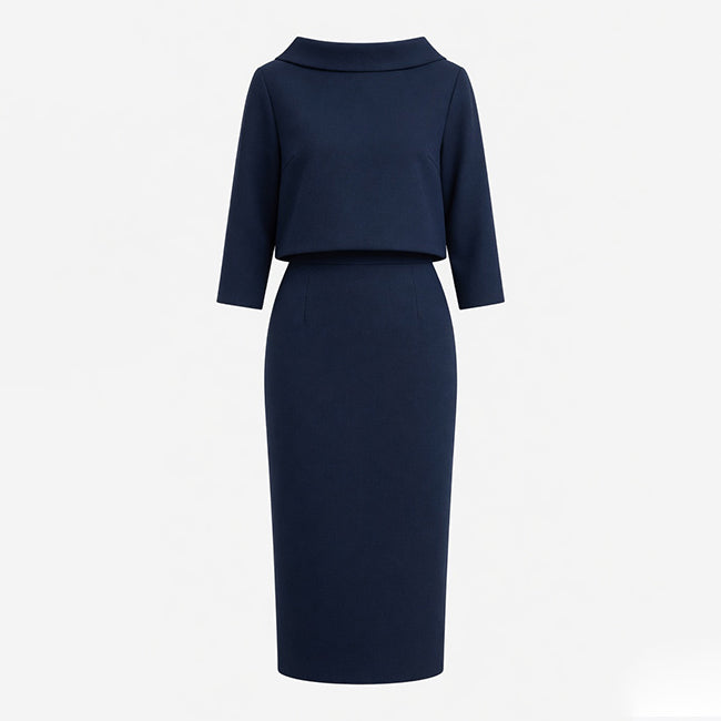 Women's Boat Neck Top Midi Skirt Set