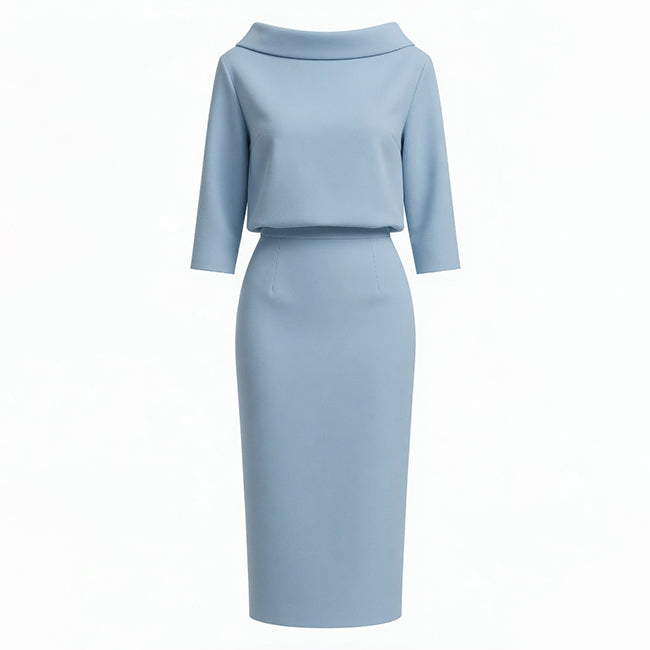 Women's Boat Neck Top Midi Skirt Set