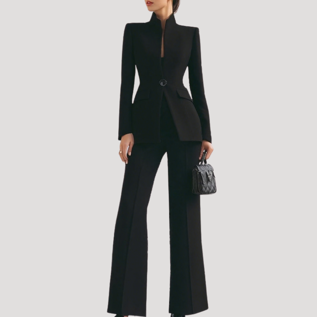 Women's Suit Tailored Blazer Trouser Set Structured Two-Piece Professional Attire