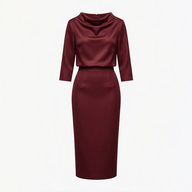 Women's Boat Neck Top Midi Skirt Set