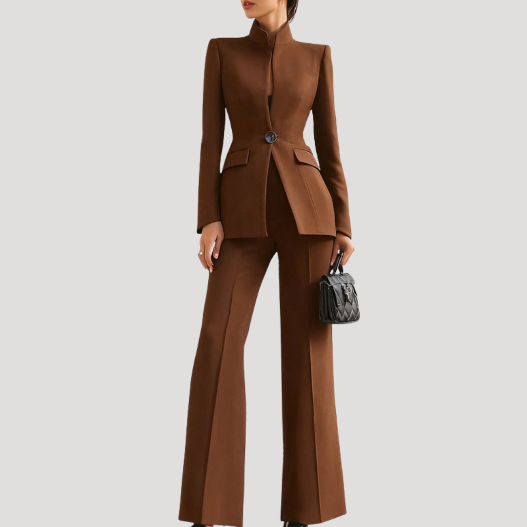 Women's Suit Tailored Blazer Trouser Set Structured Two-Piece Professional Attire