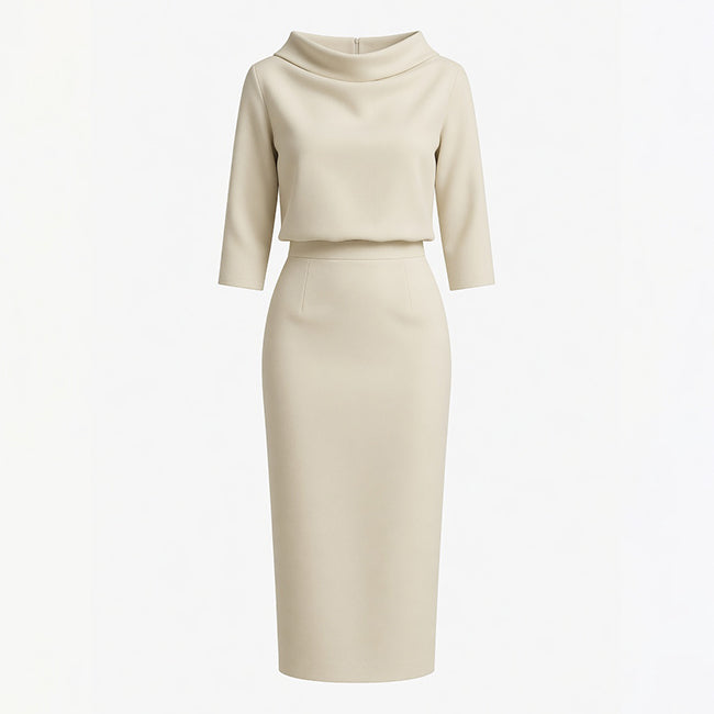 Women's Boat Neck Top Midi Skirt Set