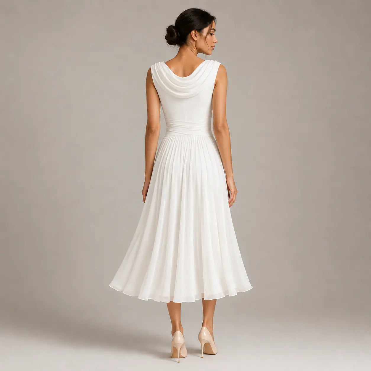 Women's Midi Dress Sleeveless Draped Summer Occasion