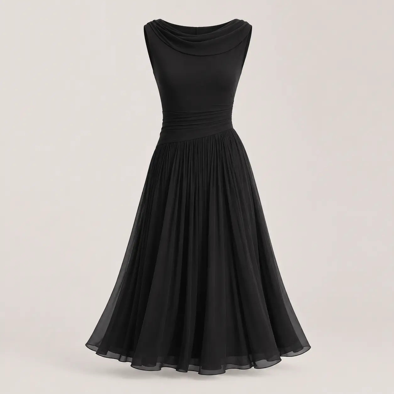 Women's Midi Dress Sleeveless Draped Summer Occasion