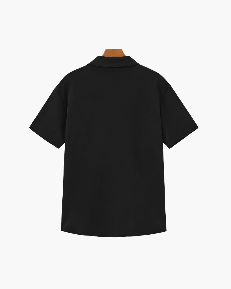 Men's Casual V-Neck Short Sleeve Shirt & Pants Two-Piece Set