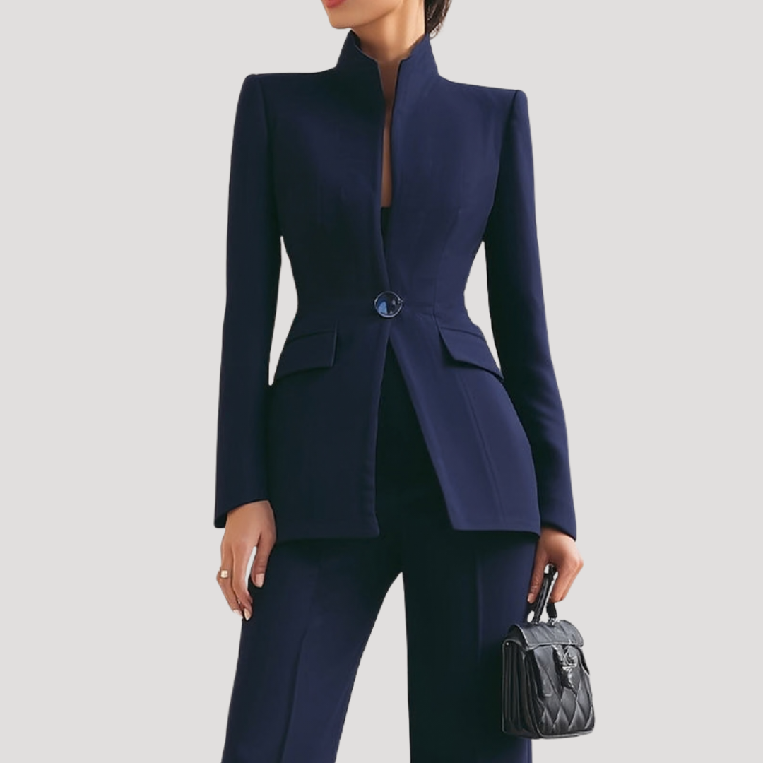 Women's Suit Tailored Blazer Trouser Set Structured Two-Piece Professional Attire