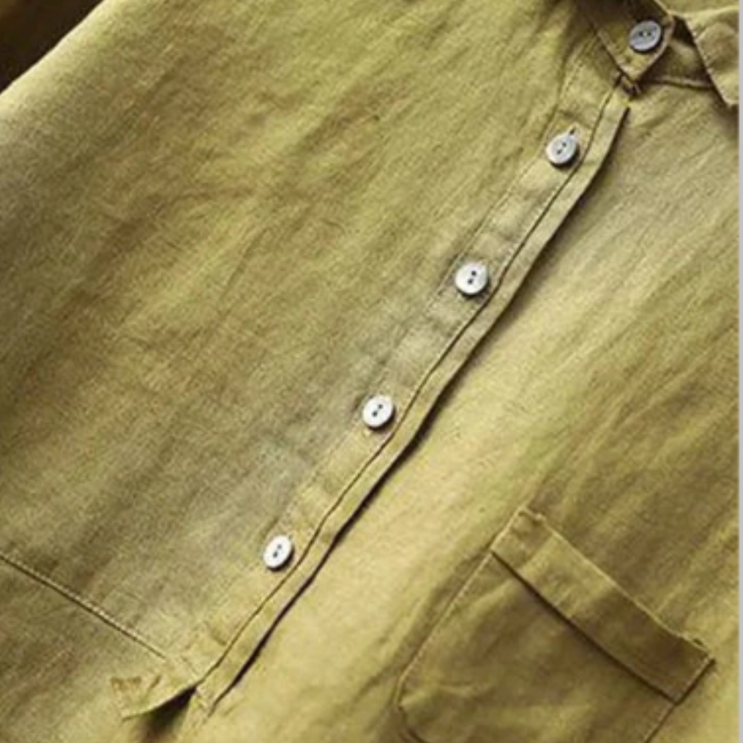 Women's Linen Blouse Button-Up Relaxed Fit Airy Long Sleeve Summer Tops
