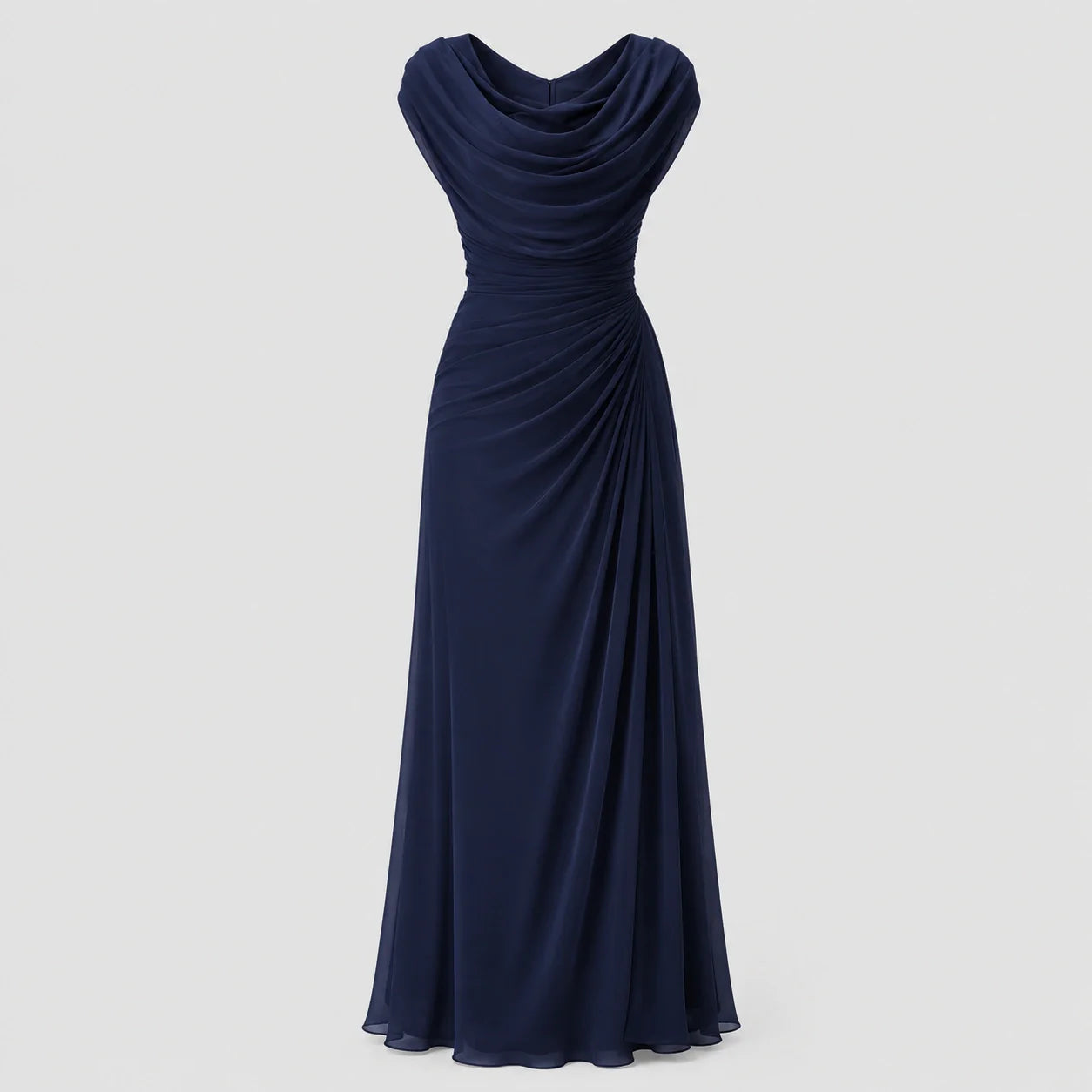 Women's Maxi Dress Cowl Neck Ruched Wedding Guest