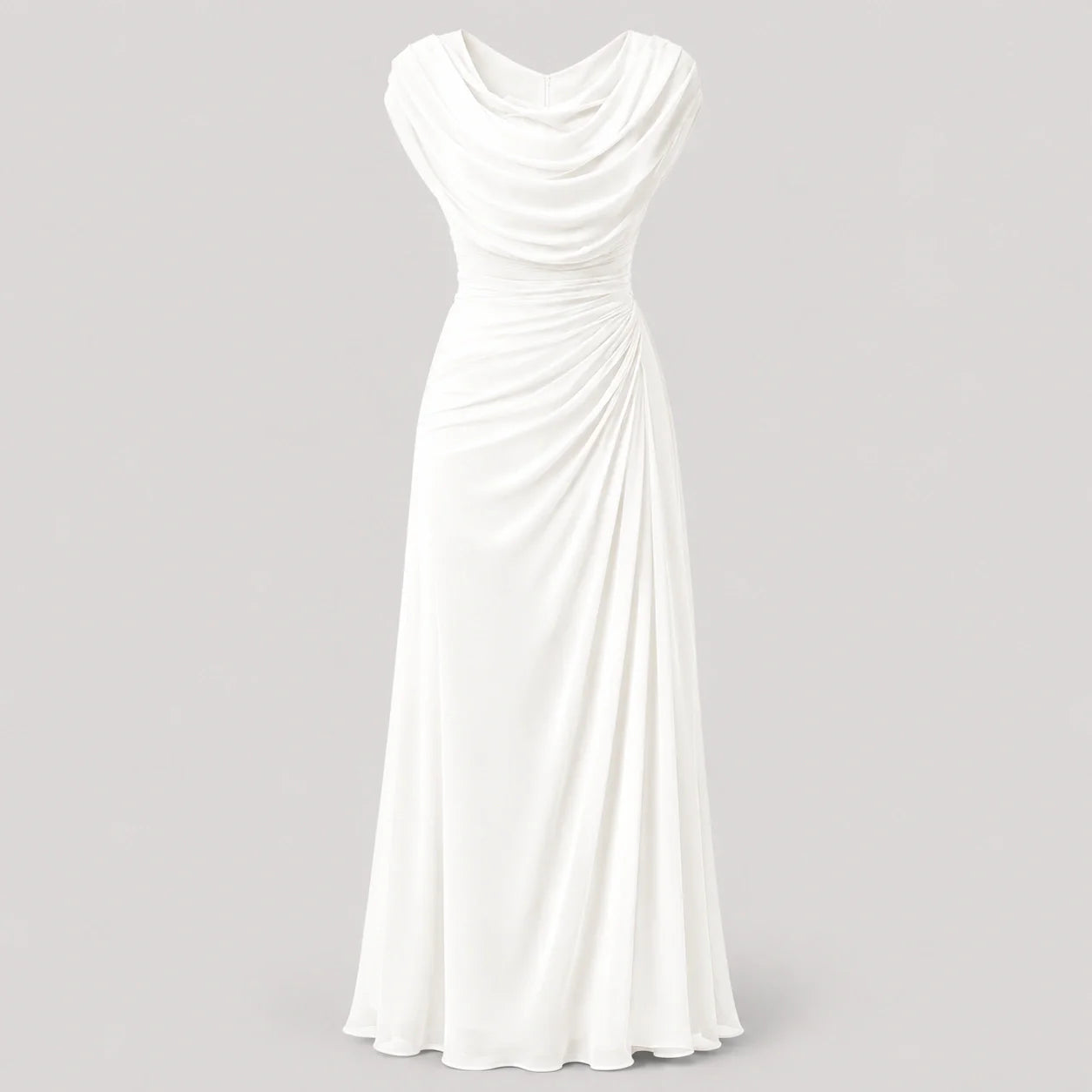 Women's Maxi Dress Cowl Neck Ruched Wedding Guest