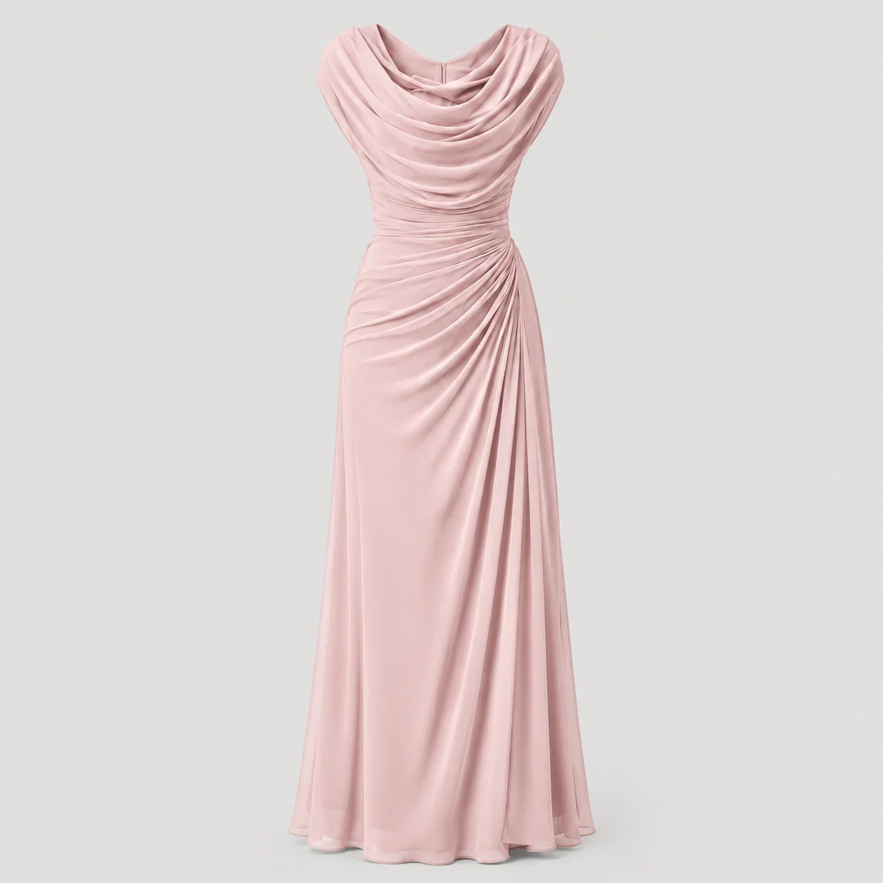 Women's Maxi Dress Cowl Neck Ruched Wedding Guest