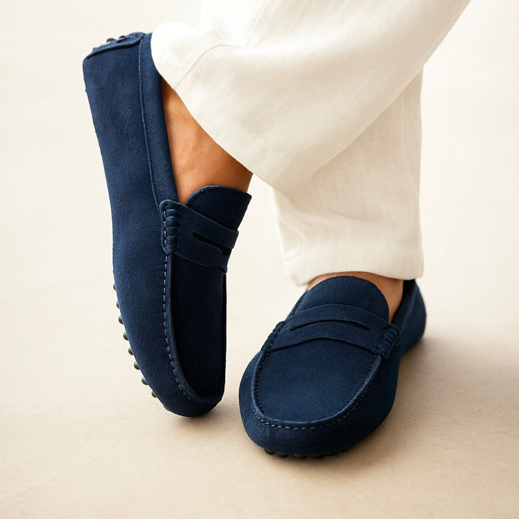 Men's Suede Penny Loafer Slip-On Casual Shoes