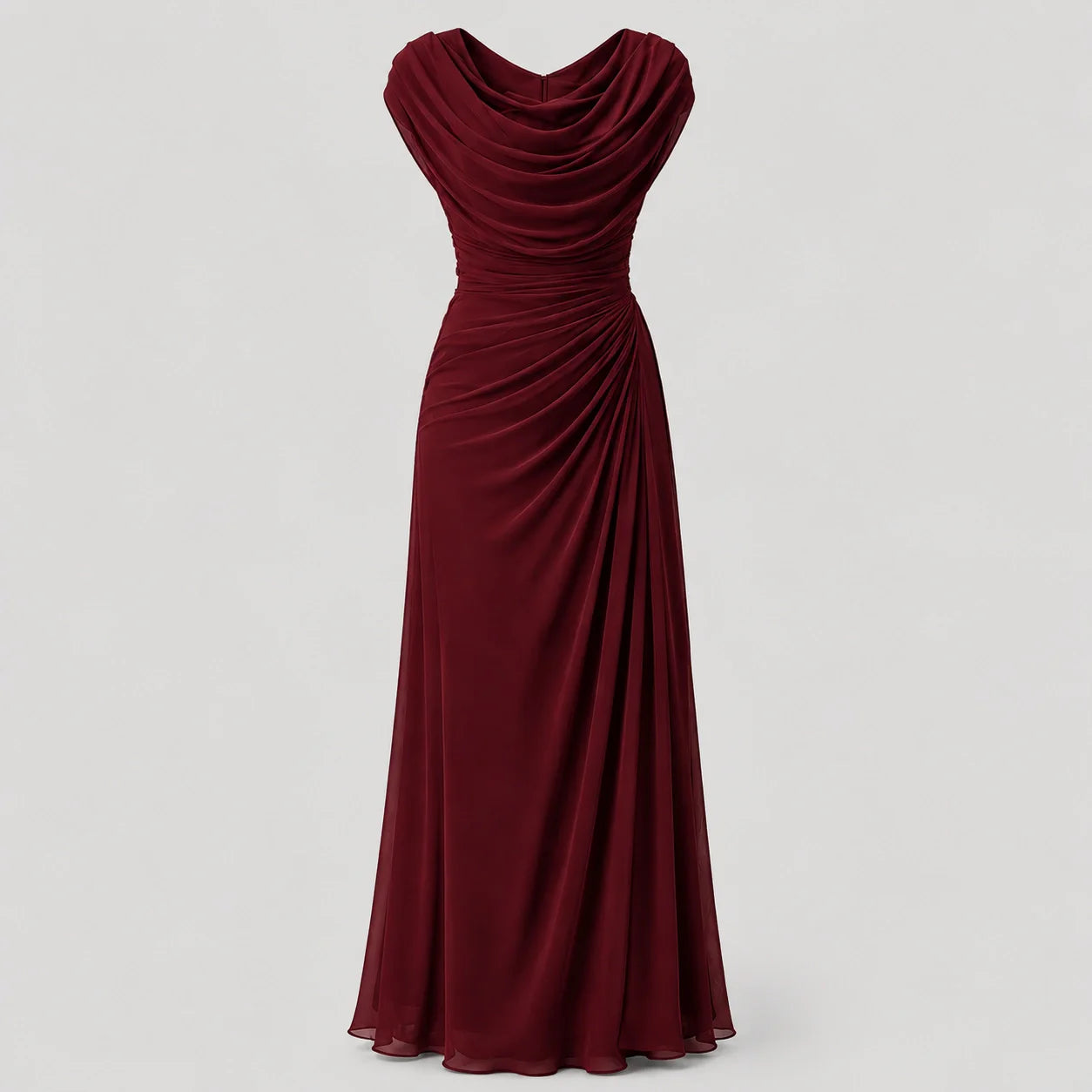 Women's Maxi Dress Cowl Neck Ruched Wedding Guest