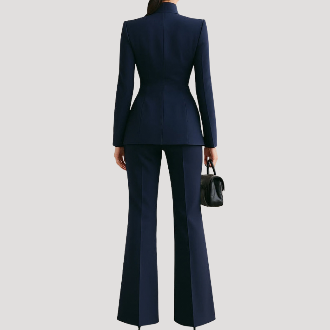 Women's Suit Tailored Blazer Trouser Set Structured Two-Piece Professional Attire