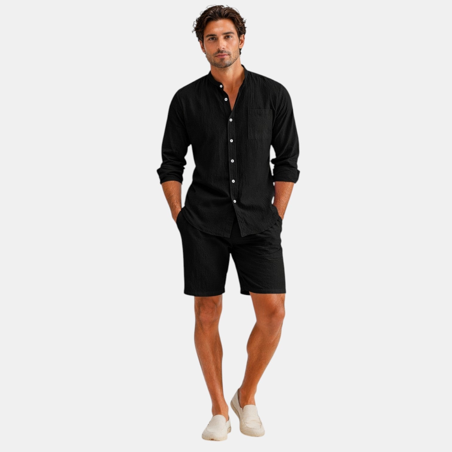 Men's Linen Summer Set Short Sleeve Casual Outfit