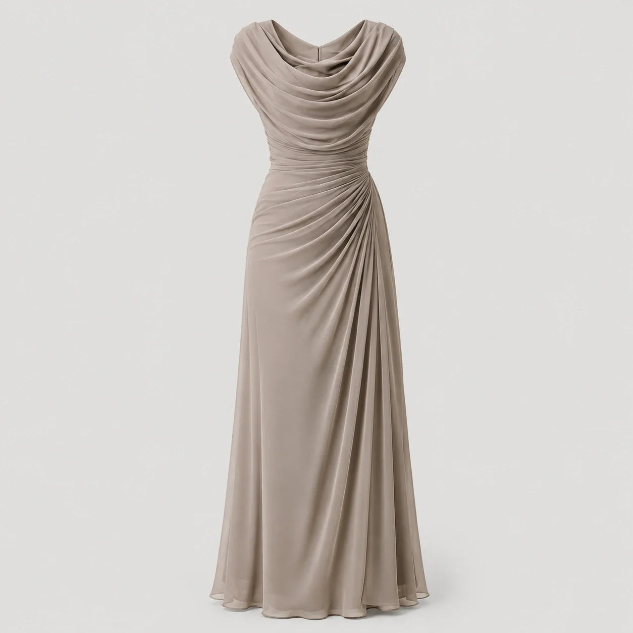 Women's Maxi Dress Cowl Neck Ruched Wedding Guest