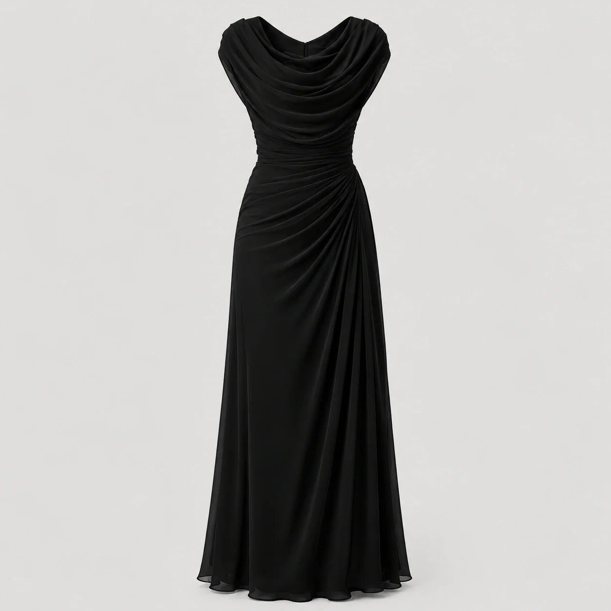 Women's Maxi Dress Cowl Neck Ruched Wedding Guest