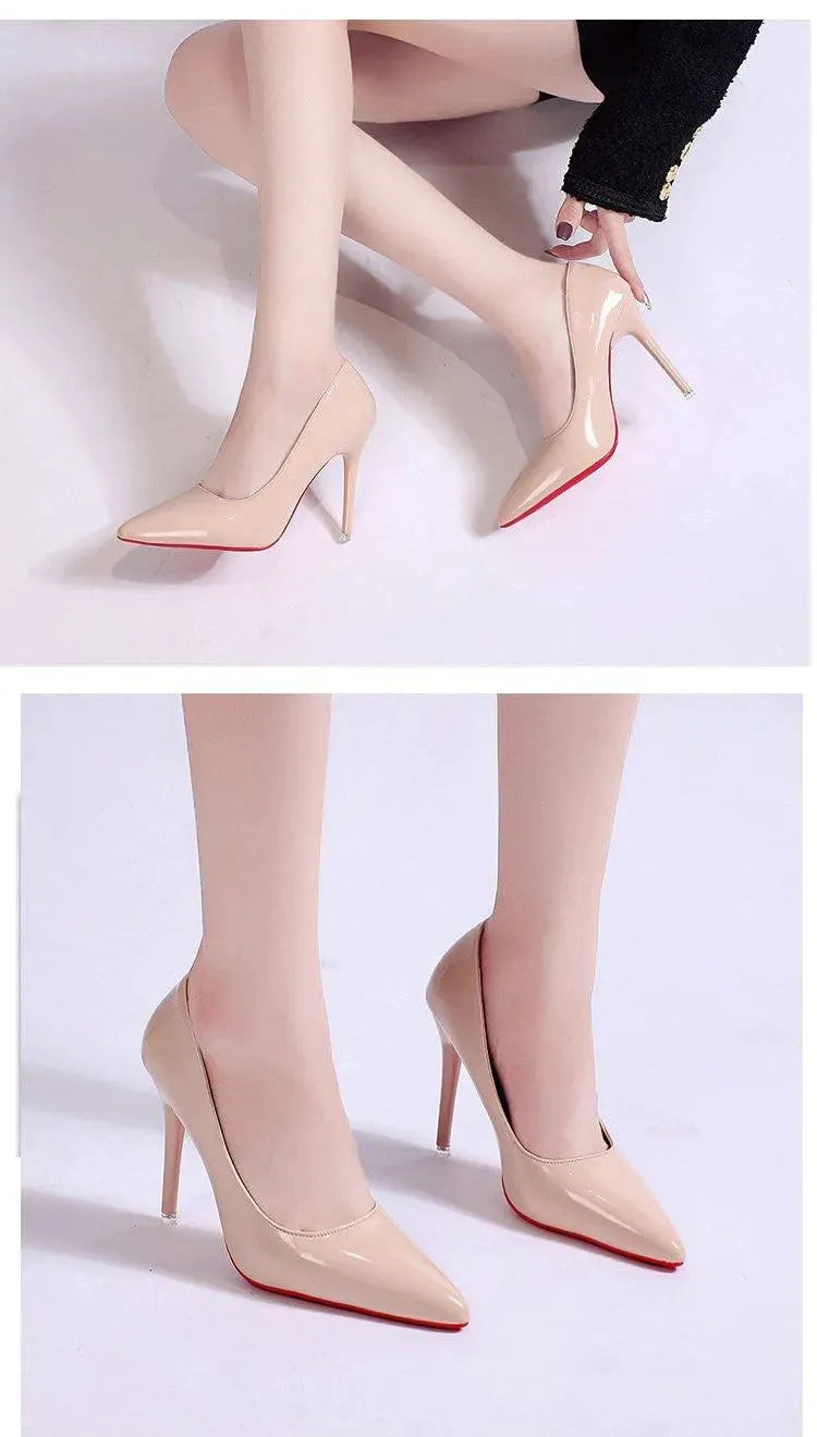 Women's Black Pumps Stiletto Heel Low Upper PU Casual Office Shoes