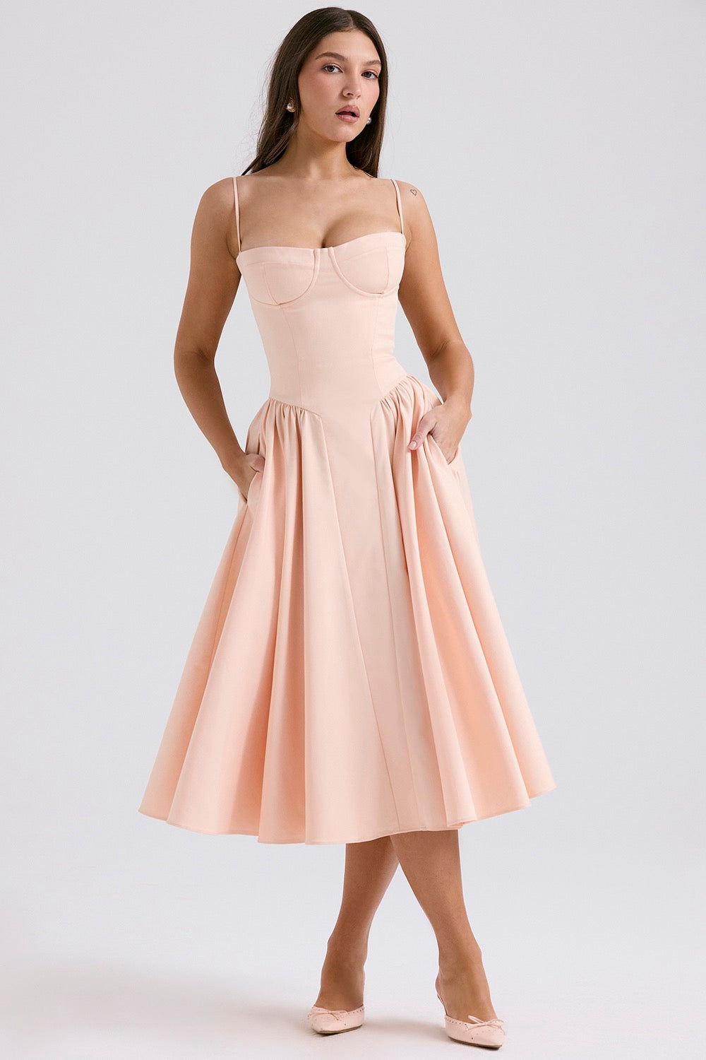 Women's Midi Dress Corset Style Adjustable Straps