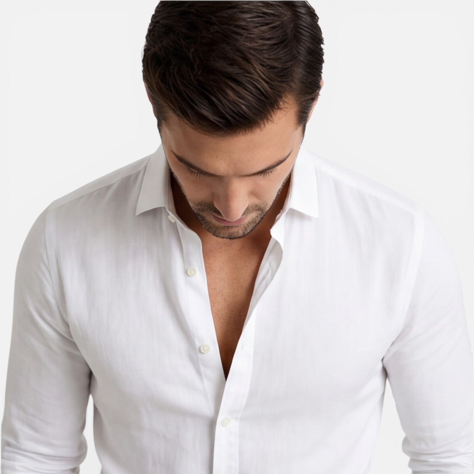 Men's Slim Fit Linen Cotton Blend Shirt Breathable Button Down Casual Elegant
