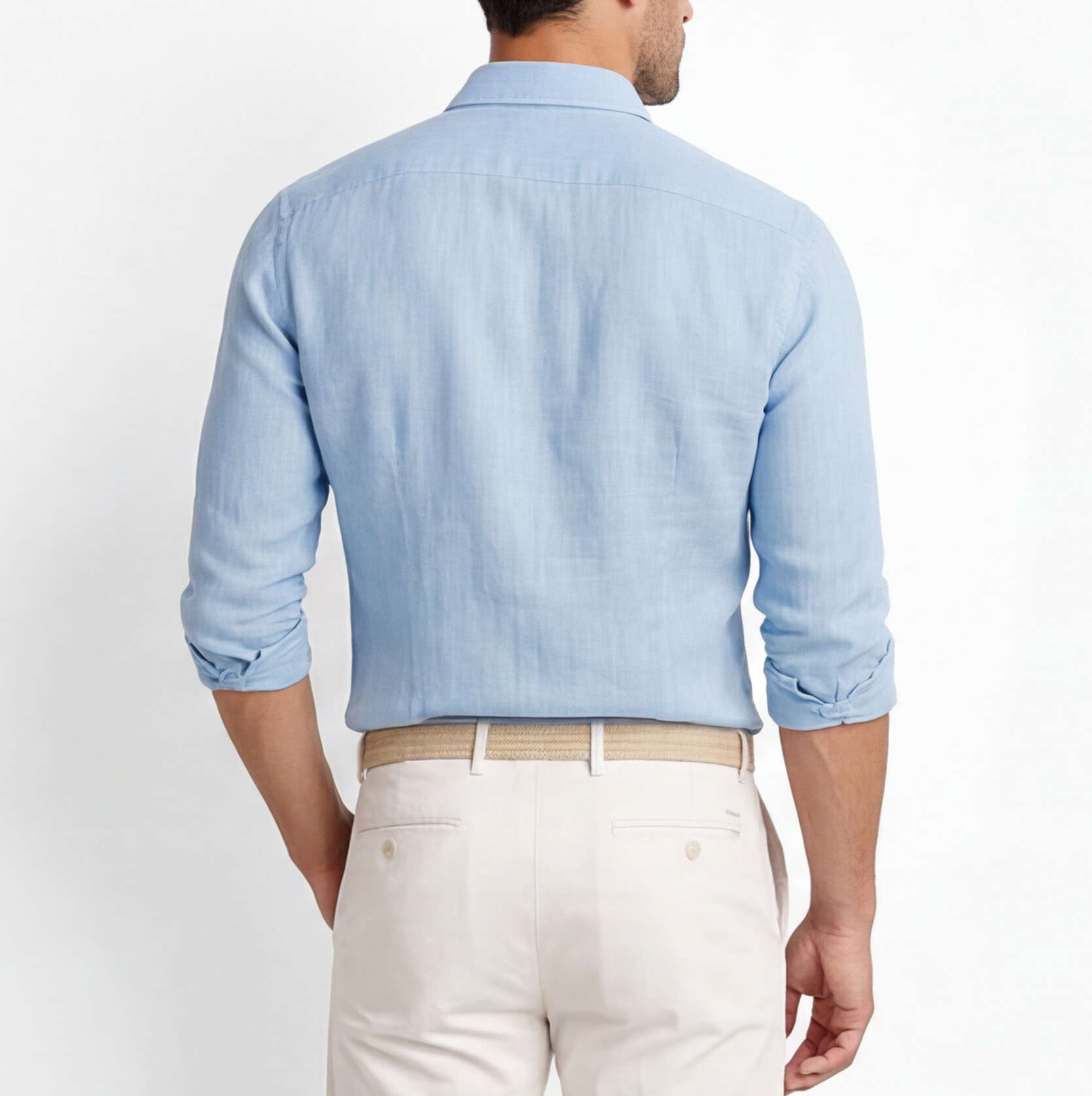 Men's Slim Fit Linen Cotton Blend Shirt Breathable Button Down Casual Elegant