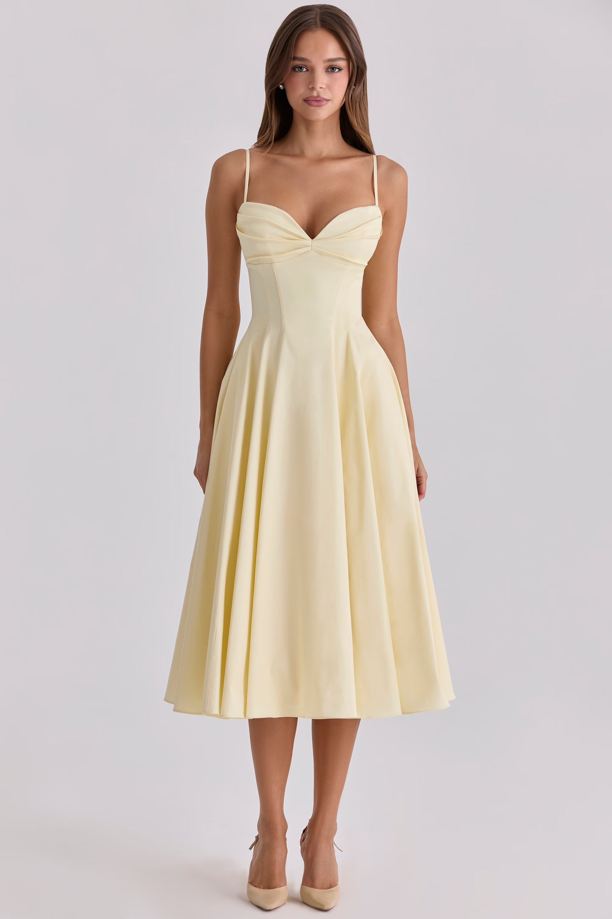 Delali | Pima Cotton Gathered Bust Midi Dress