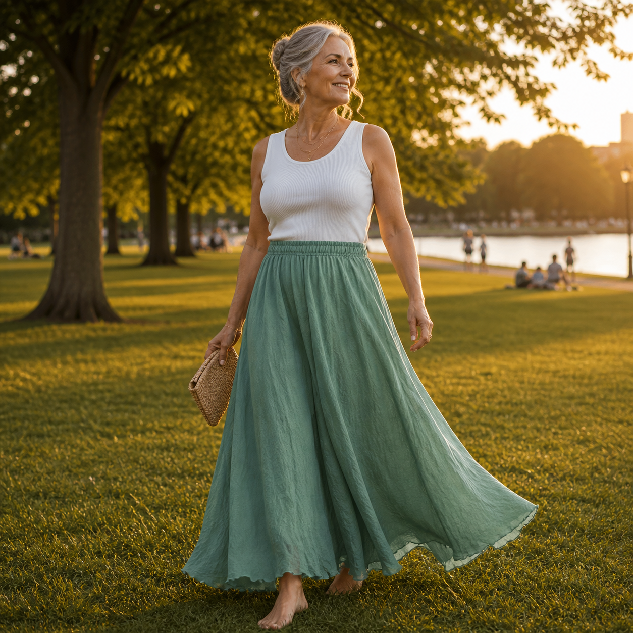 Women's Maxi Skirt Flowing Chiffon High Waist Casual