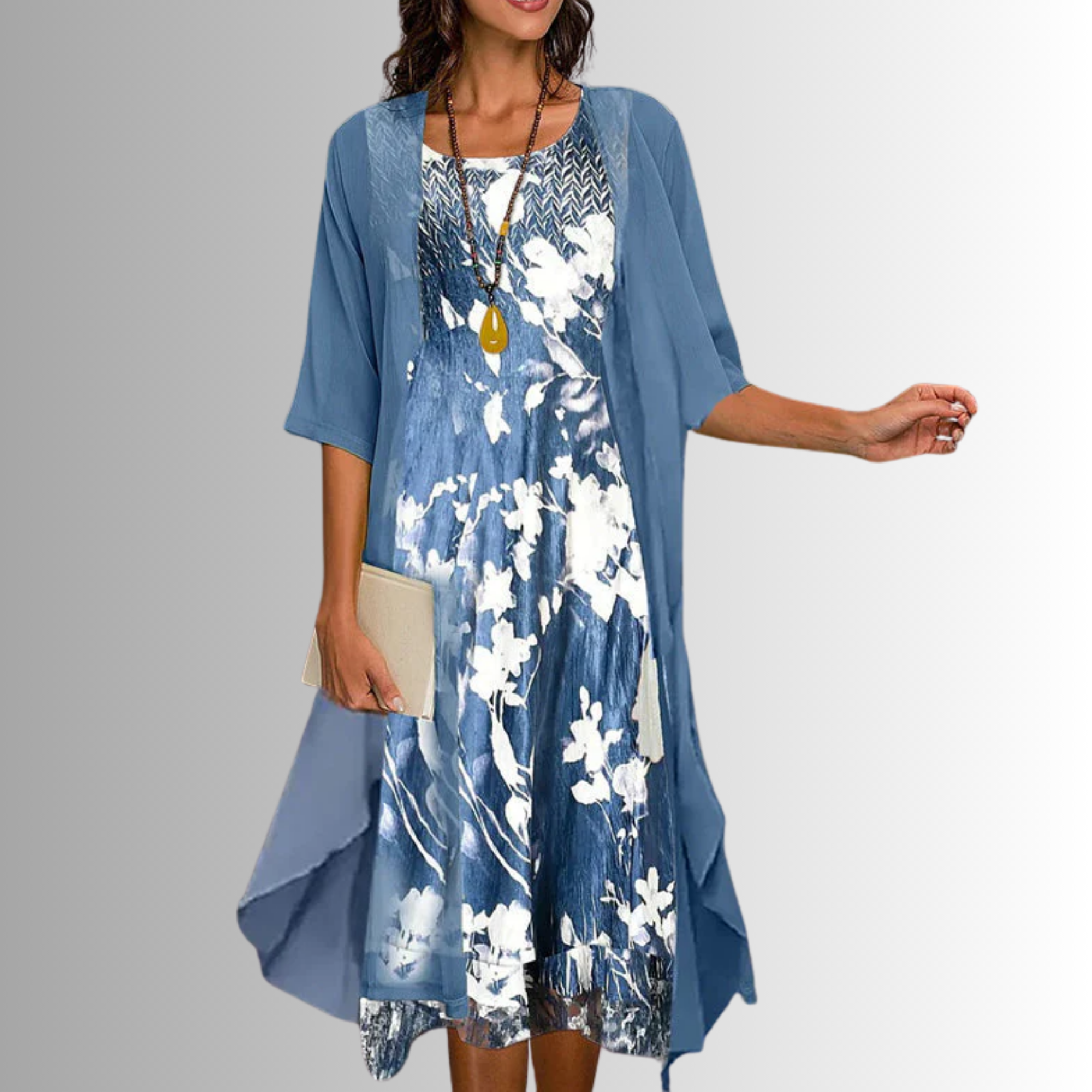 Women's Plus Size Outfit Flowy Blouse and Dress Lightweight Chic Summer Set