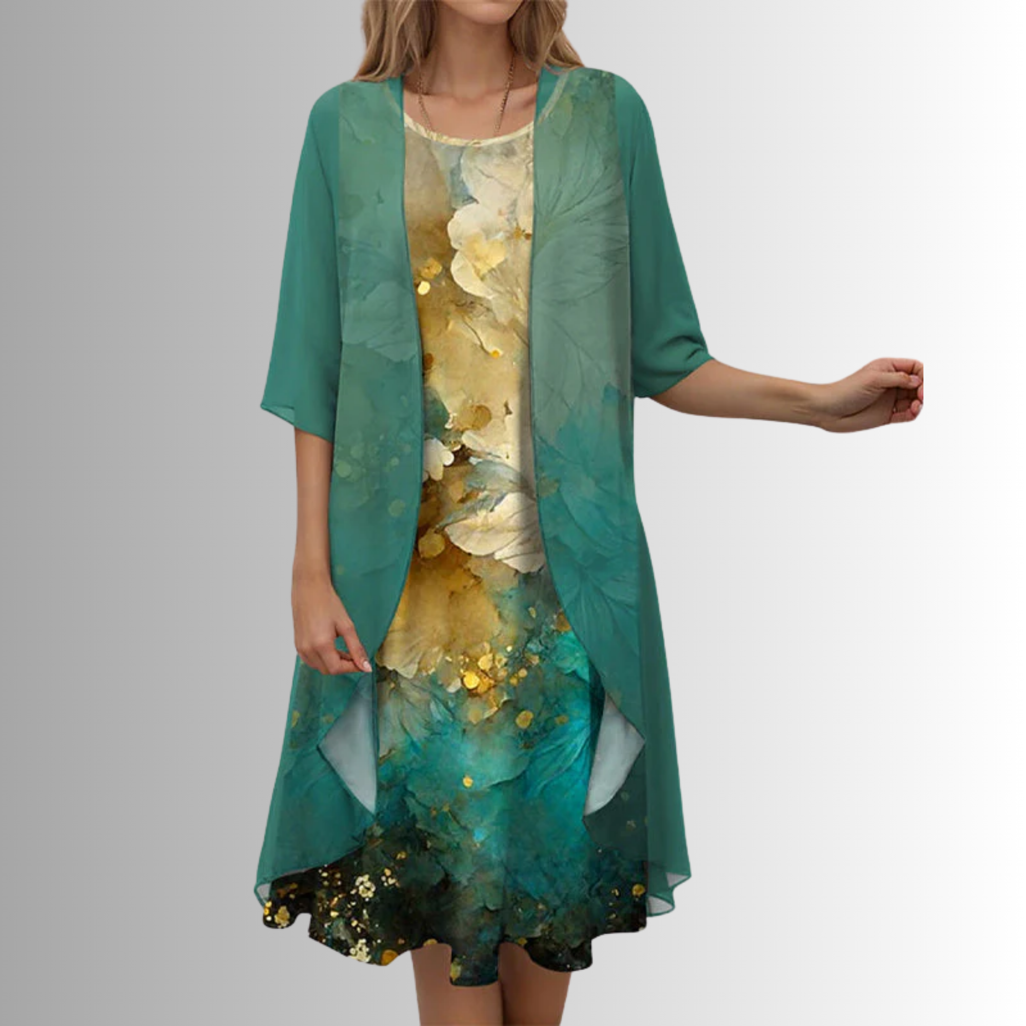 Women's Plus Size Outfit Flowy Blouse and Dress Lightweight Chic Summer Set