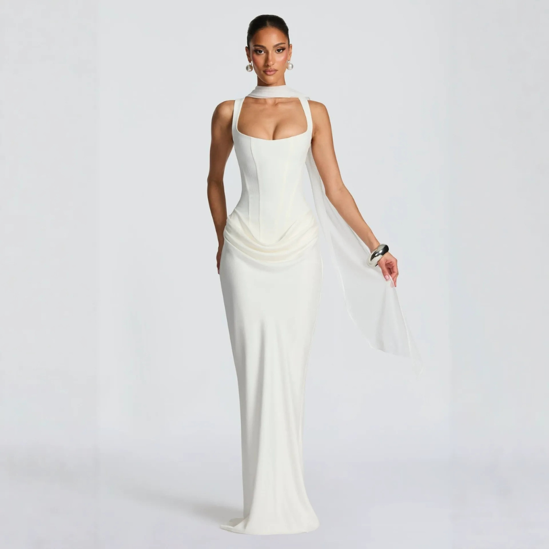 Ella | Women's Formal Draped Maxi Evening Dress 5