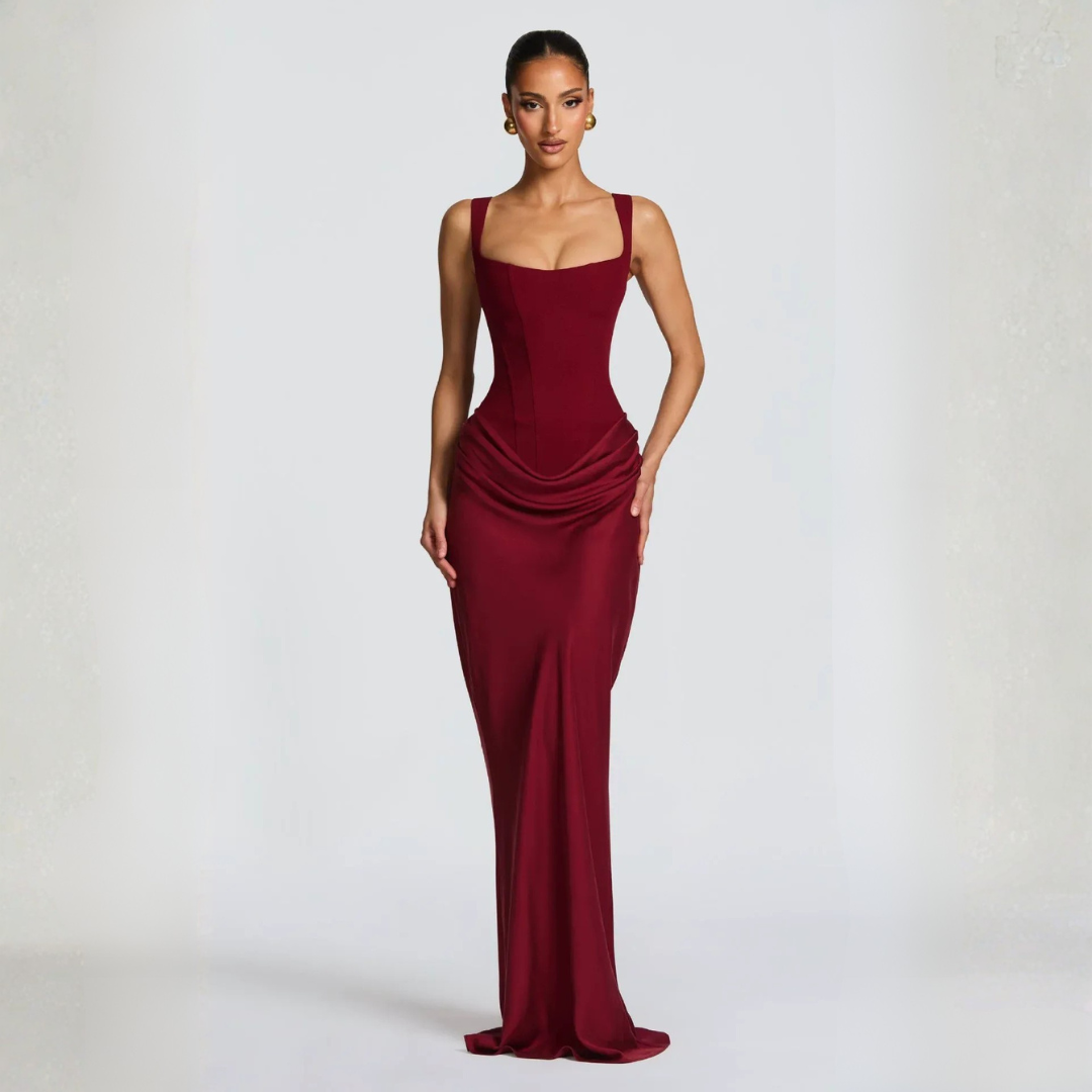 Ella | Women's Formal Draped Maxi Evening Dress 6